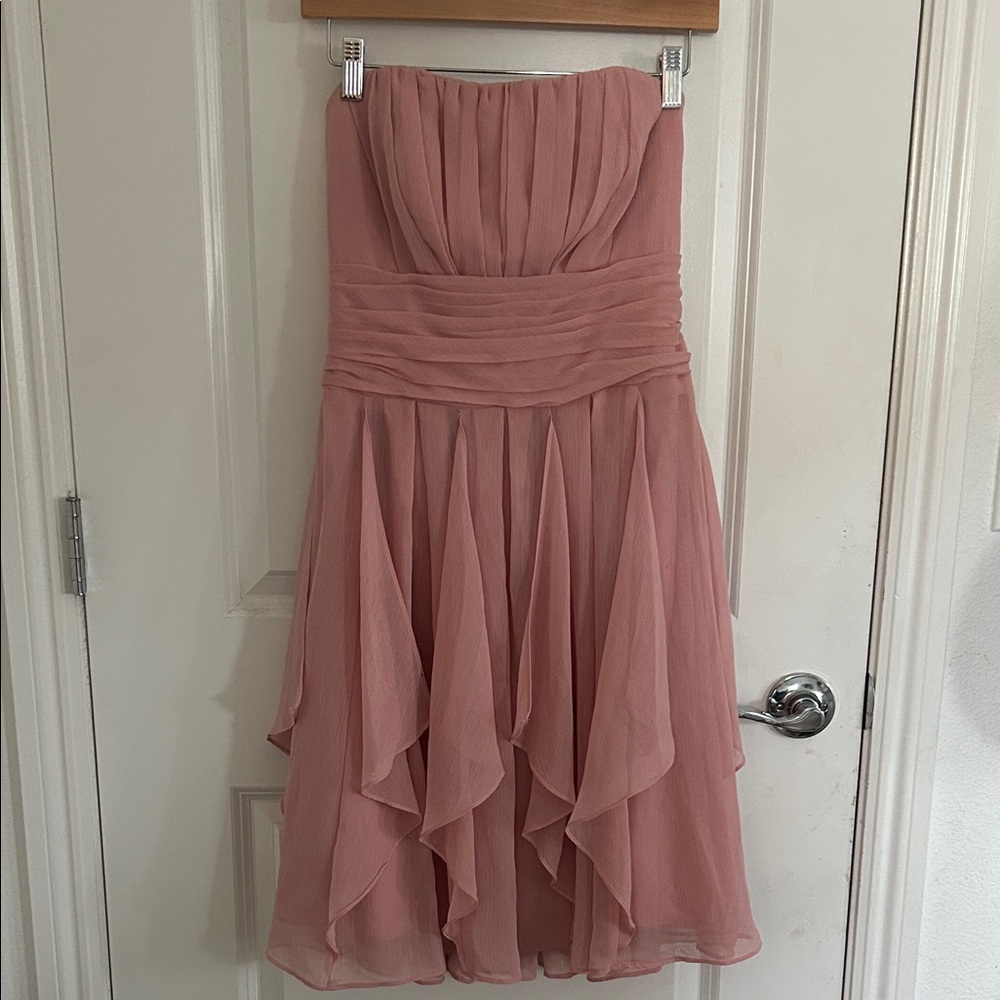 David's Bridal Strapless Blush Dress